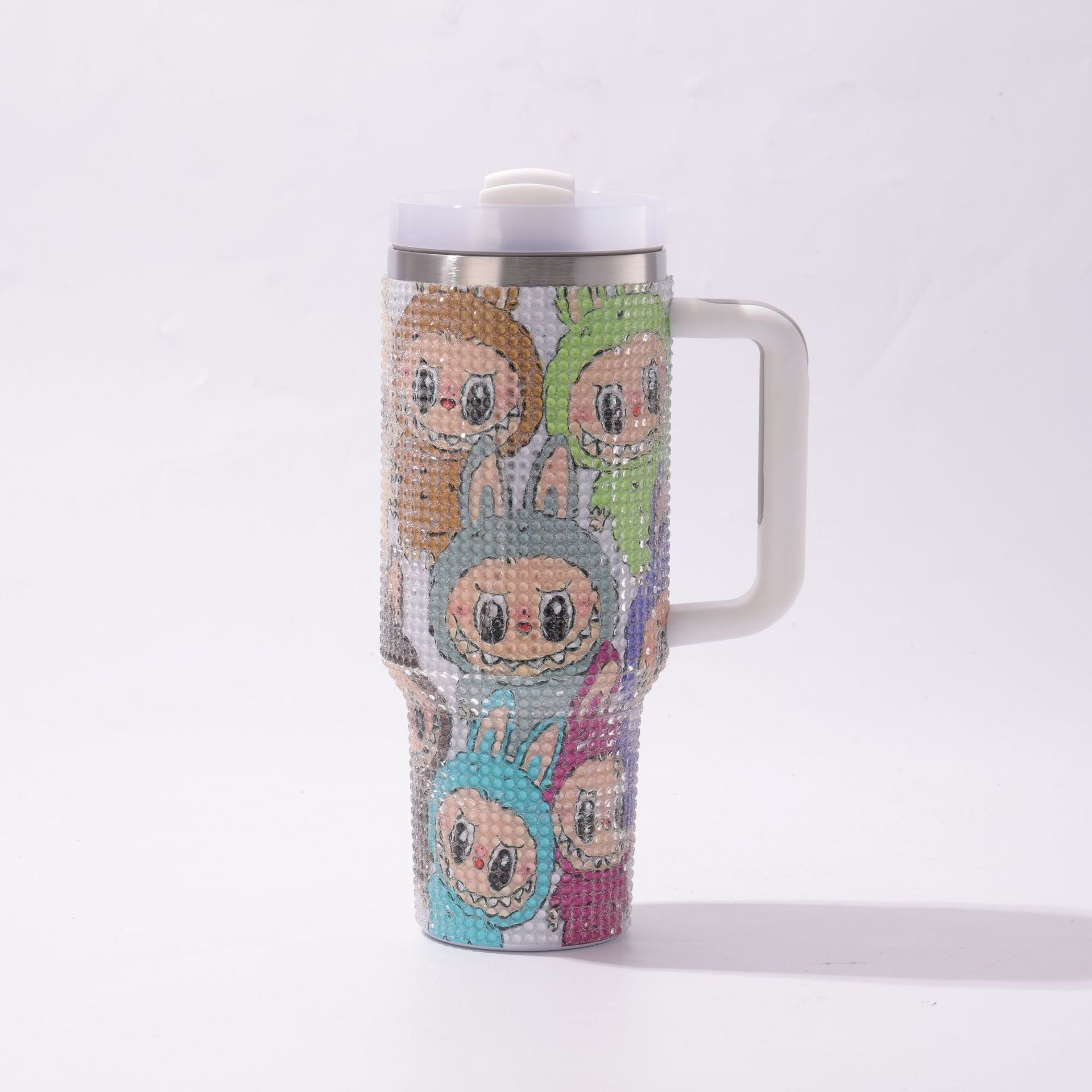 Wholesale Stainless Steel Cartoon Diamond-Encrusted 40oz Car Handle Straw Cup